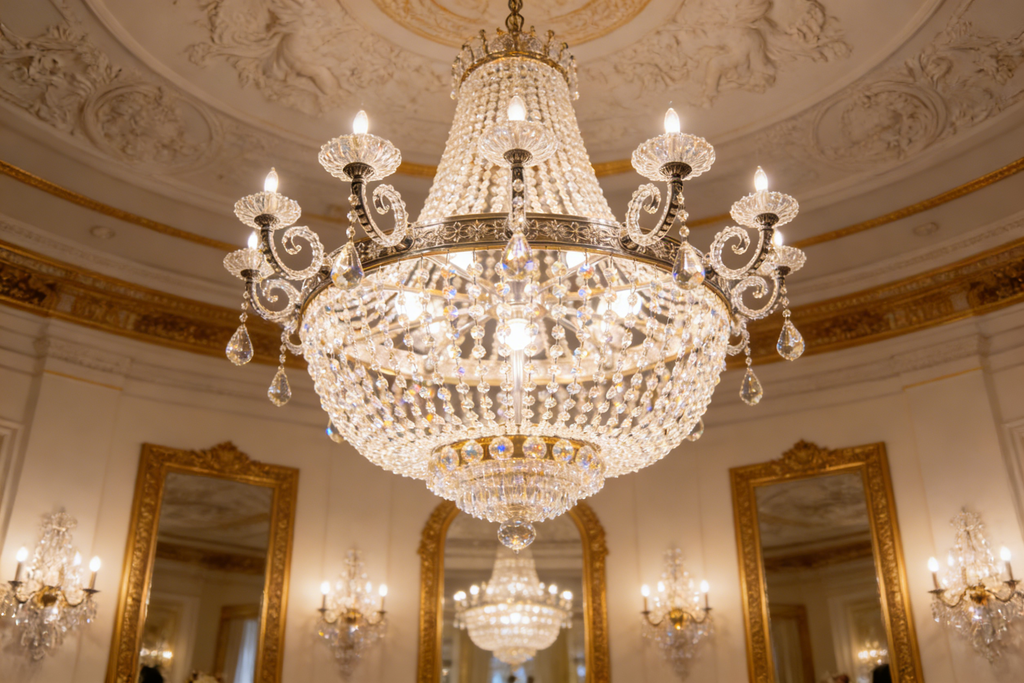 Crystal Cluster Pendelleuchte - Glas Luxuriös Design auf weißem Hintergrund